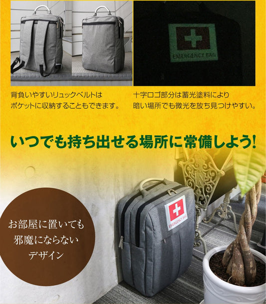 非常用リュックサック 単品 おしゃれな 防災リュック 非常用持ち出し袋 単品 防災グッズ入れに 地震 災害時 新規オープン記念 ものすごい防災リュック グレー